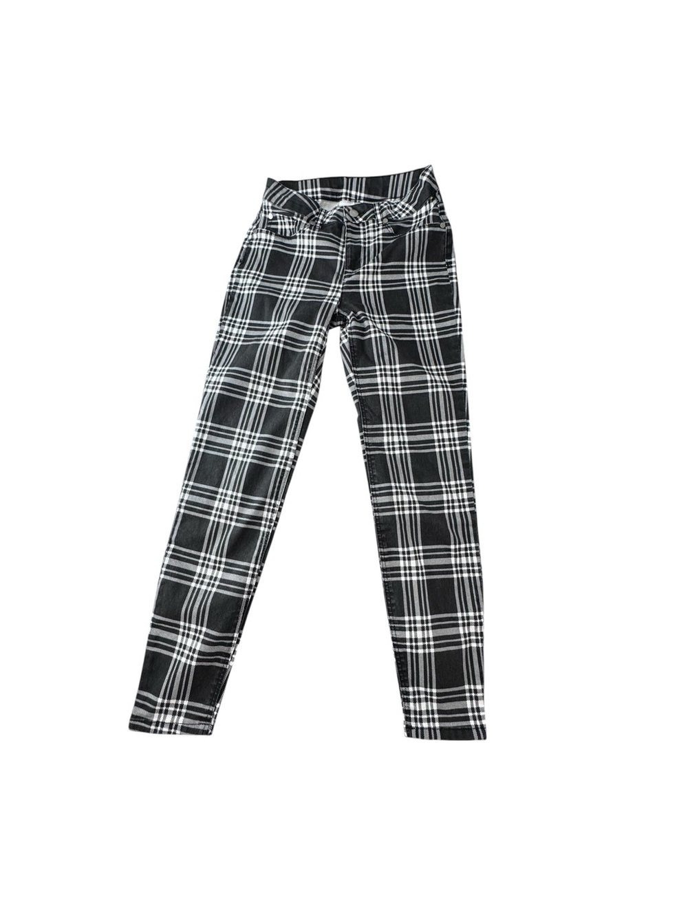 Black & White Plaid Straight Leg Pants - Women's